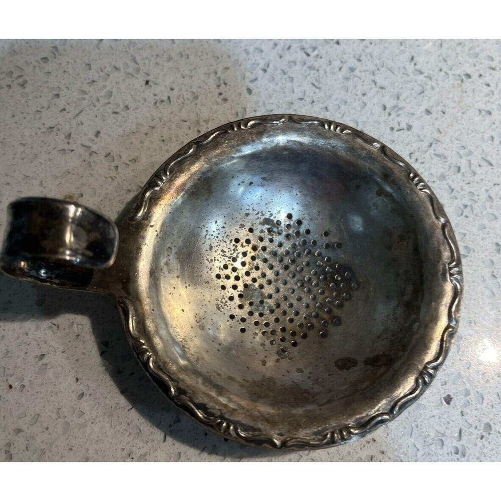 Vintage Antique WMF Silver Plated Tea Lemon Strainer Sieve Footed